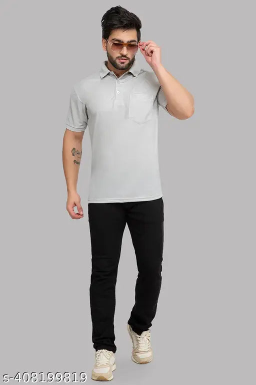 Mens Solid Polo Polyester Tshirt