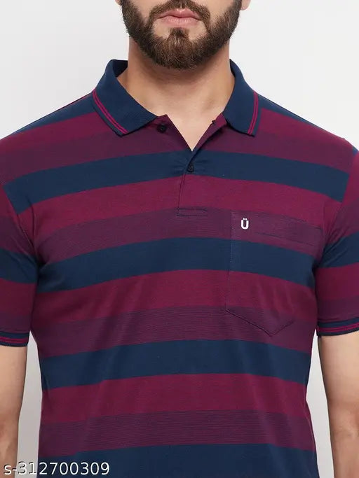 Men Polo Collar Striper T Shirt