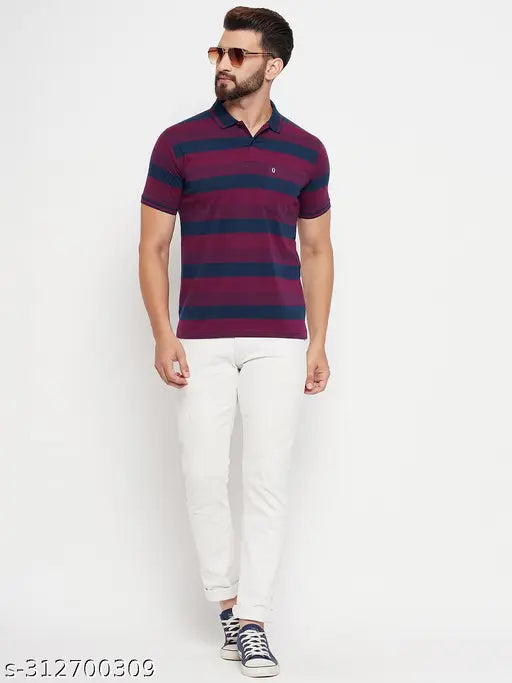 Men Polo Collar Striper T Shirt