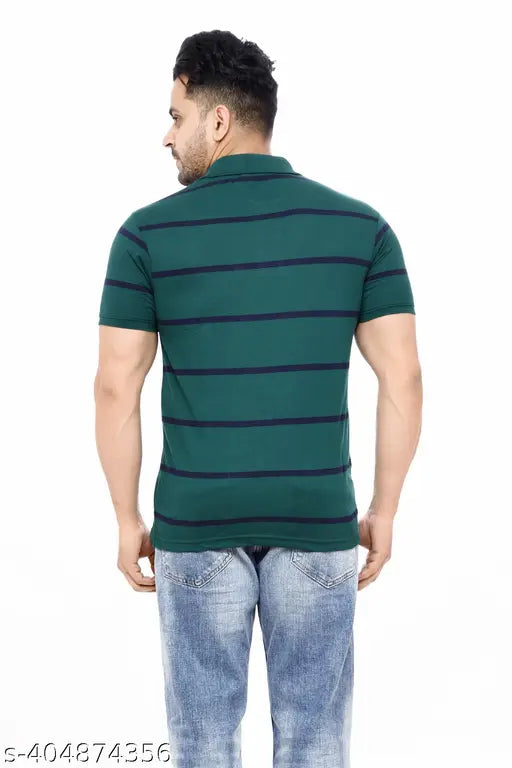 Men's Striped Polo T-Shirt Casual Wear Half Sleeve Trendy Tee