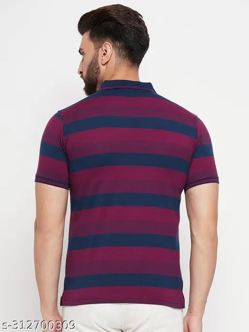 Men Polo Collar Striper T Shirt